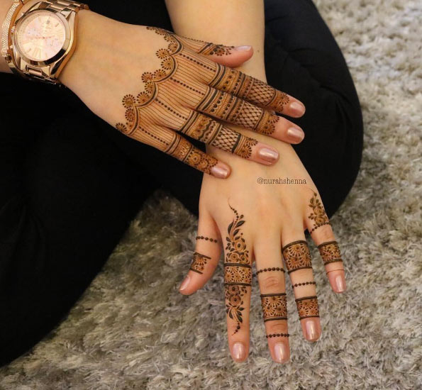 Intricate henna designs by Nurahs Henna
