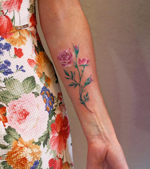 Floral forearm piece by Anna Yershova