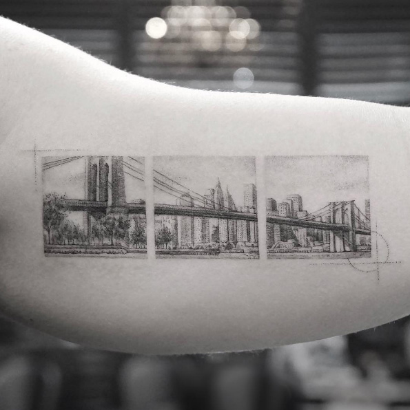 NYC skyline tattoo by Sanghyuk Ko