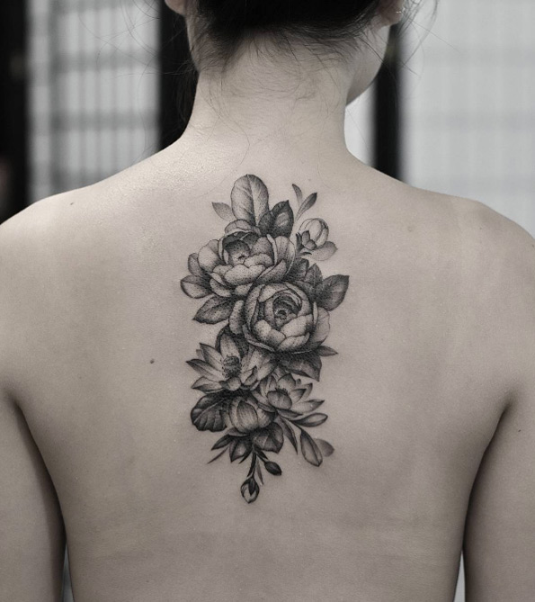 Black and grey ink bouquet by Drag Inc