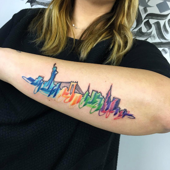 Colorful NYC skyline by Luca Testadiferro