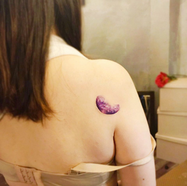 Purple moon by Tattooist Karin