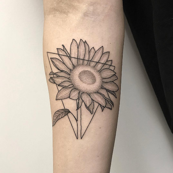 Sunflower tattoo by Michele Volpi