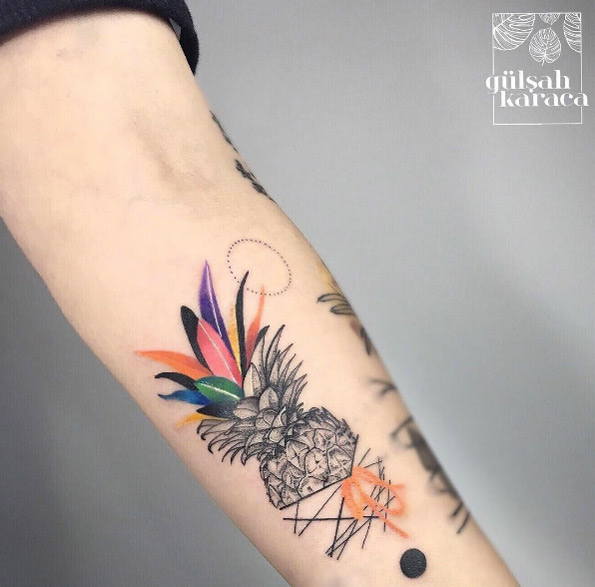 Abstract pineapple tattoo by Gulsah Karaca