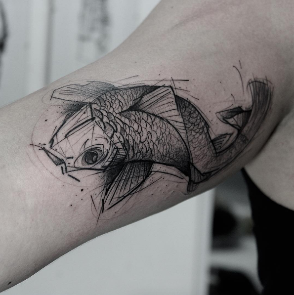 Sketch style koi fish by Kamil Mokot