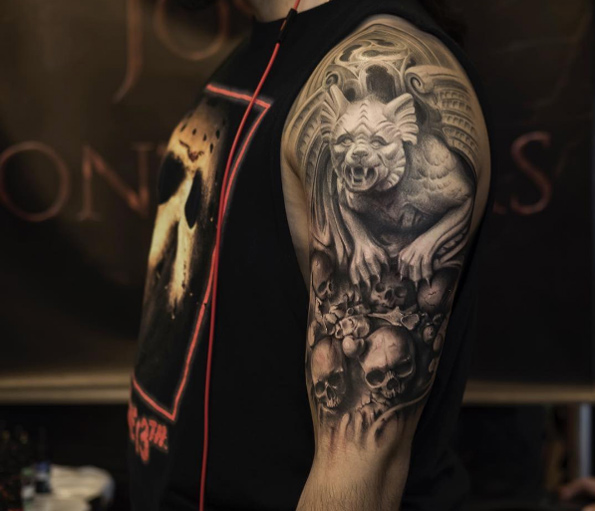Gargoyle tattoo by Jose Contreras