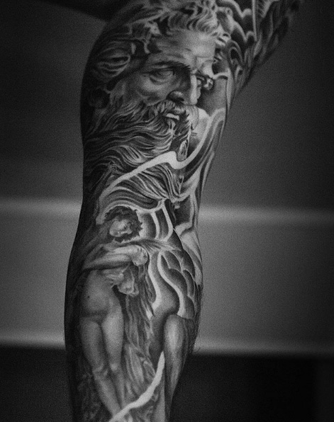 Black and grey ink sleeve by Stephan Milovanov