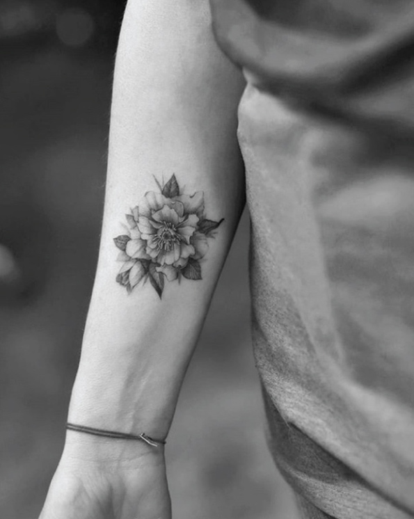 Black and grey ink flower by Dragon