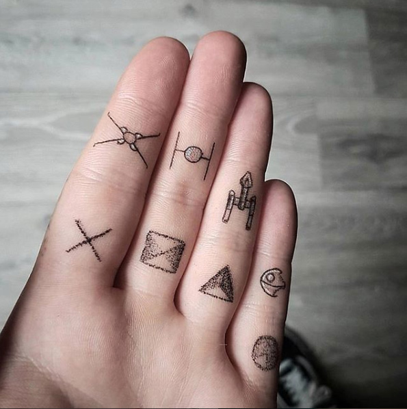 Star Wars finger tattoos by MosEisley