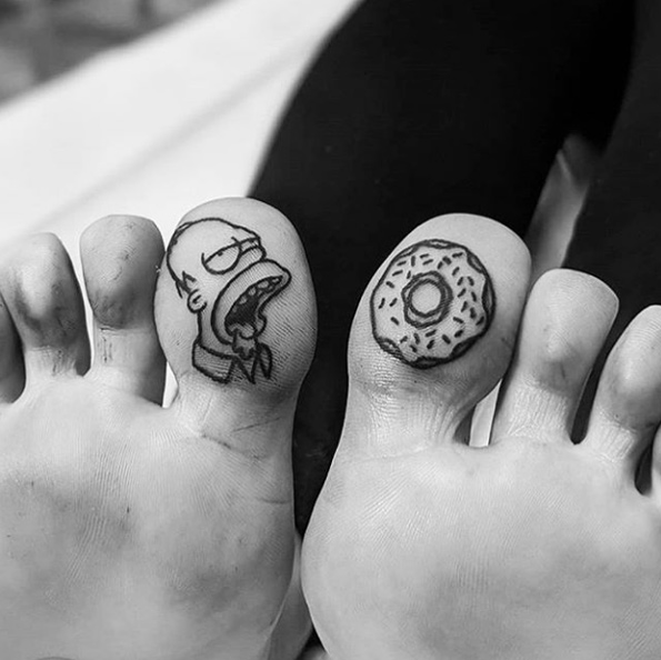 Simpsons toe tats by Adrien Moses Clark