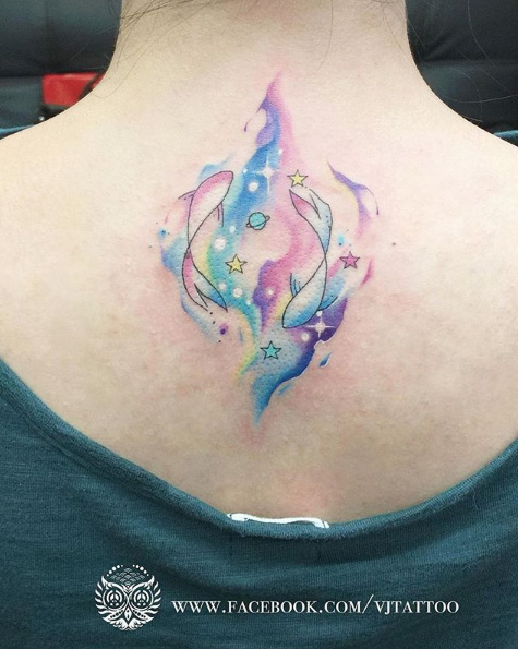 Watercolor Pisces tattoo by VJ