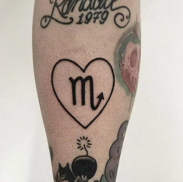 Scorpio heart tattoo by Vanessa Tezanos
