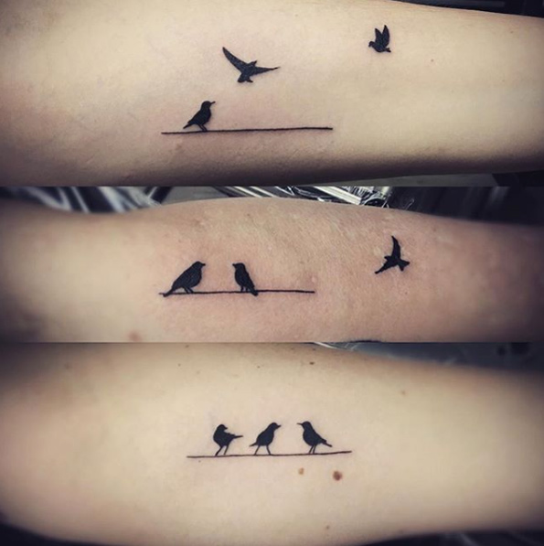 Birdie sister tattoos by Dana Lathrope
