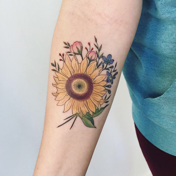 Floral forearm tat by June Jung