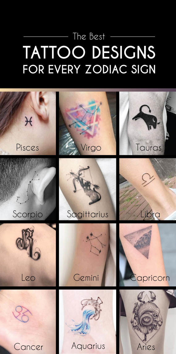Zodiac sign tattoo design