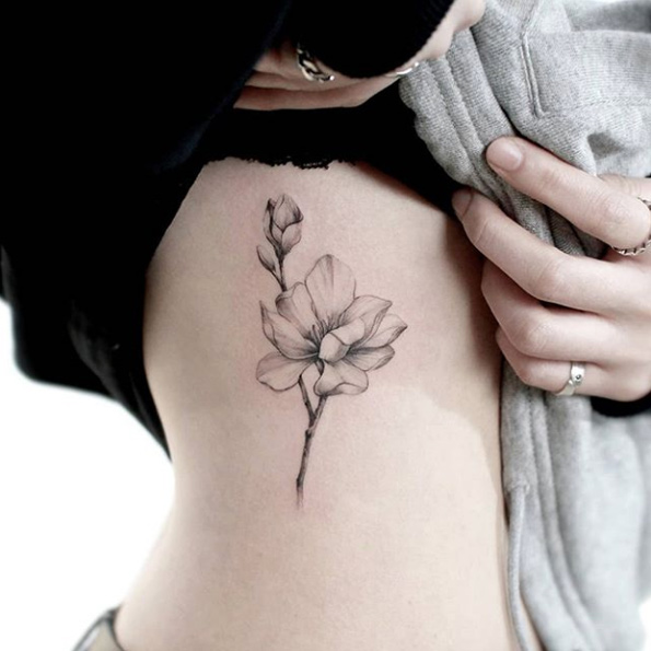 Black and grey ink floral by Chaehwa