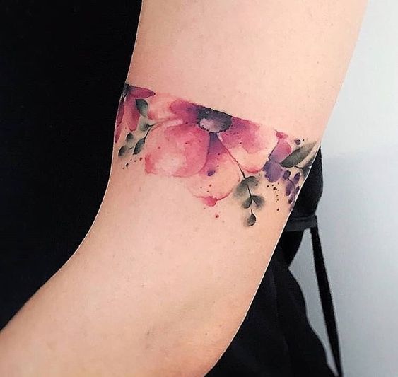 Floral watercolor armband