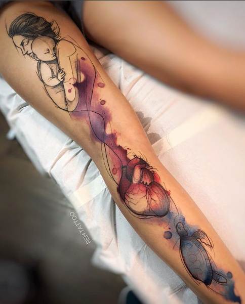 Mother daughter tattoo by Renata Henriques