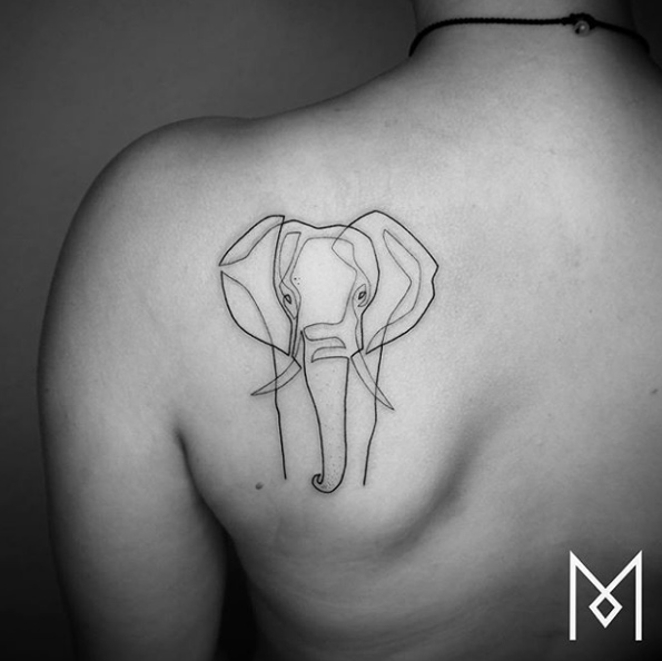 Single line elephant by Mo Ganji