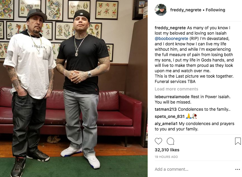 Freddy pictured with son Isaiah Negrete