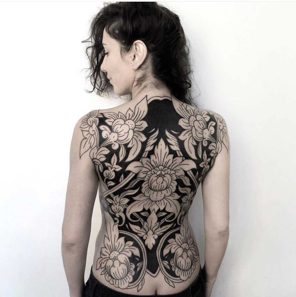 Floral full back piece by Nos