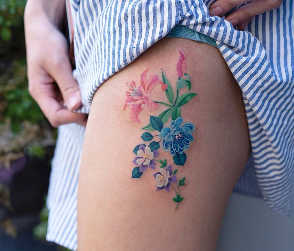 Floral thigh piece by Zihee