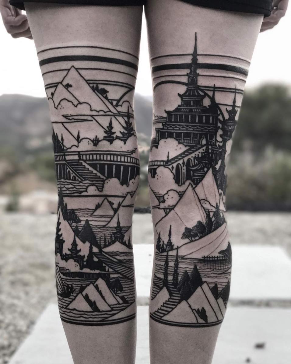 Leg tattoos by Lil Castle